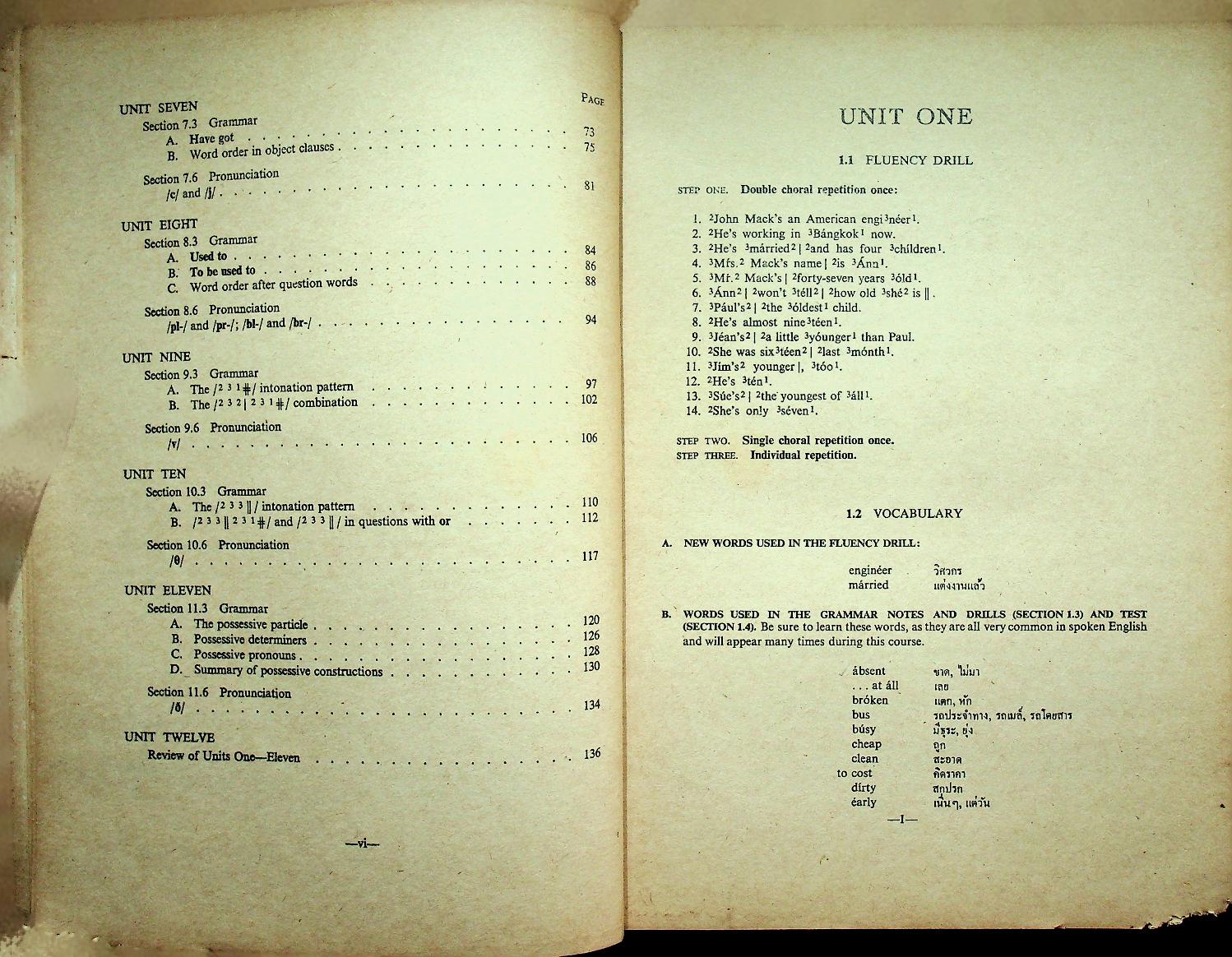 INTERMEDIATE ENGLISH FOR THAIS BOOK ONE UNITS 1-12