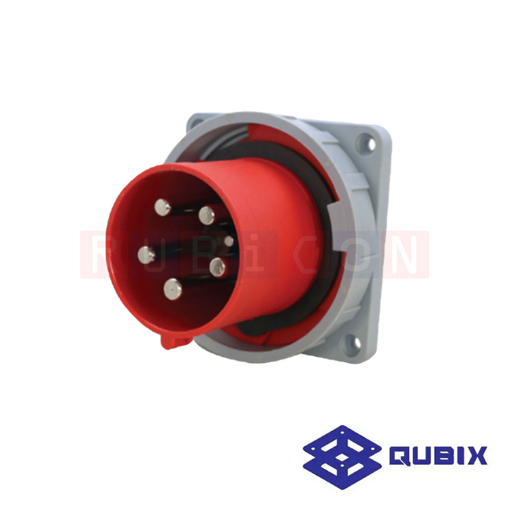 QUBIX AJ-6452 ปลั๊กพาวเวอร์ตัวผู้ฝังกันน้ำ 5 ขา 3P+N+E 125A 220-415V 6H IP67