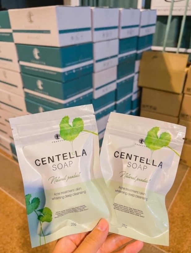 สบู่ใบบัวบก ชาริยาchariya ลดสิวหน้าใสของแท้100% ผิวแพ้ง่ายใช้ได้