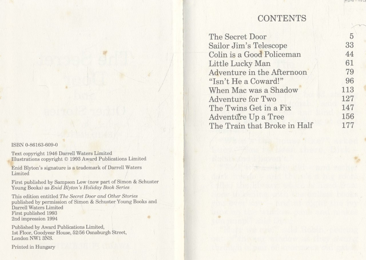 THE SECRET DOOR and other stories