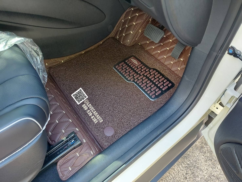 พรมปูพื้นรถยนต์ Byd Dolphin สีกาแฟvvip+ไวนิลน้ำตาล
