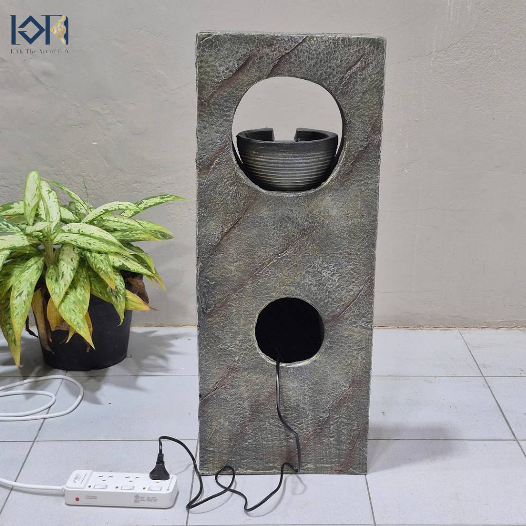 น้ำพุตั้งพื้นแต่งบ้าน รุ่นรหัส23015 น้ำตกจำลองวางหน้าบ้านเสริมฮวงจุ้ย อ่างน้ำล้นจัดสวน สำเร็จรูป