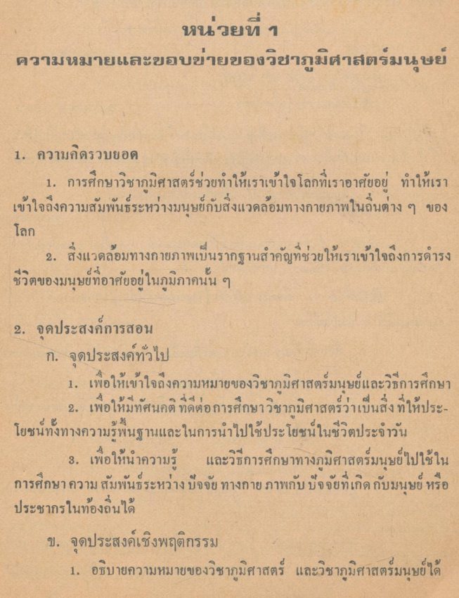คู่มือครูสังคมศึกษา รายวิชา ส๐๑๑ ภูมิศาสตร์มนุษย์ หลักสูตรมัธยมศึกษาตอนปลาย พุทธศักราช ๒๕๒๔