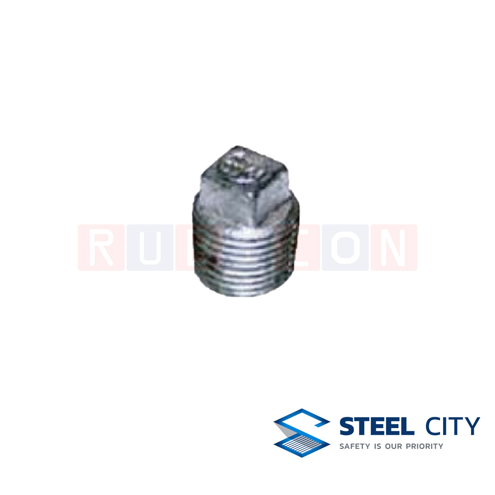 STEEL CITY HCU-SQ28 ลูกอุดเกลียวอาบสังกะสี (หัวนูน) ขนาด 3” (HOT DIP GALVANIZED CLOSE-UP PLUGS)