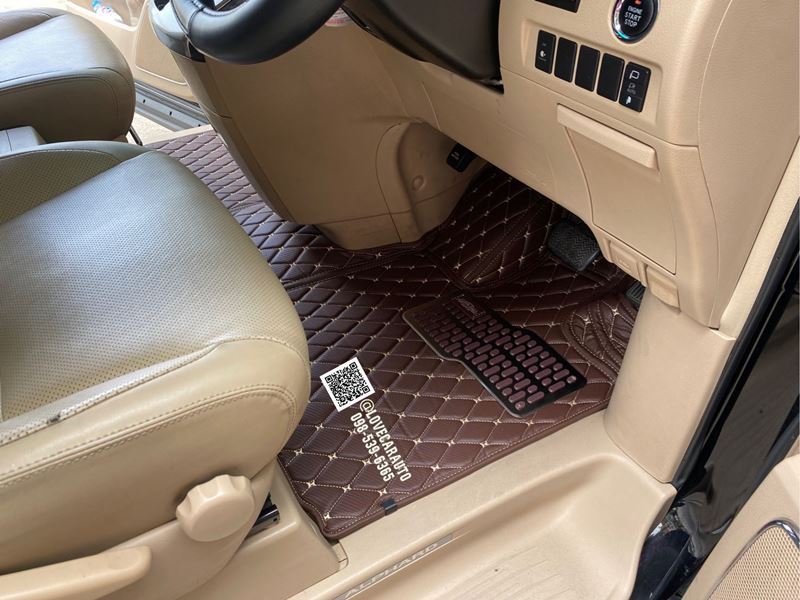 พรมปูพื้นรถยนต์ 6D Toyota Alphard 2012 สีกาแฟ ลายเคฟล่า