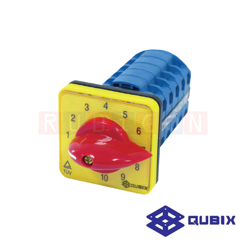 QUBIX SA16-10-5/61056-B03 สวิตช์มัลติสเต็ปแบบไม่มีตำแหน่งปิด 1P 16A 3kW / 5.5kW ขนาด 48×48มม. (MULTI-STEP SWITCHES WITHOUT "OFF" 1 POLE)