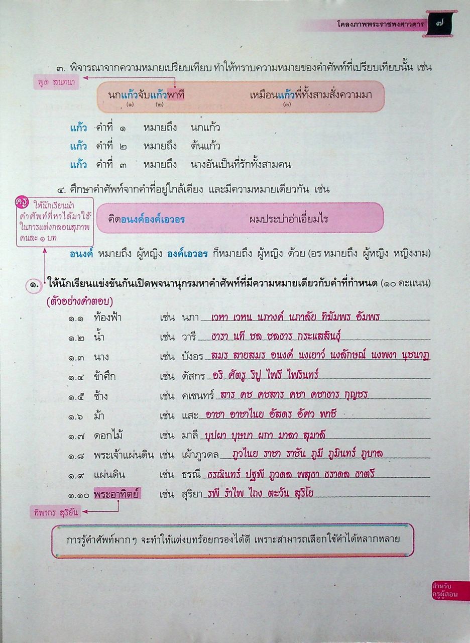 คู่มือครู ชุดกิจกรรมพัฒนาการคิด ภาษาไทย ชั้นมัธยมศึกษาปีที่ ๒