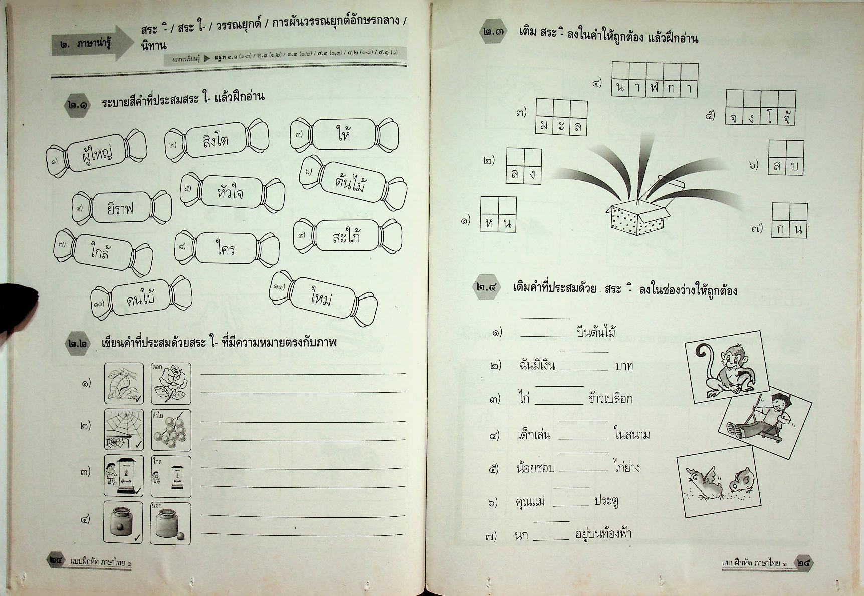 แบบฝึกหัด สาระการเรียนรู้พื้นฐาน กลุ่มสาระการเรียนรู้ ภาษาไทย ป.๑ ช่วงชั้นที่ ๑