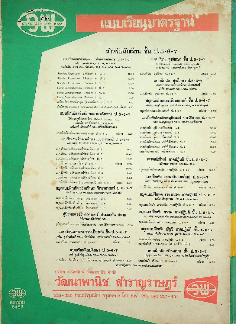 สมุดหัดอ่านและเขียนแผนที่ ชั้นประถมปีที่ ๗