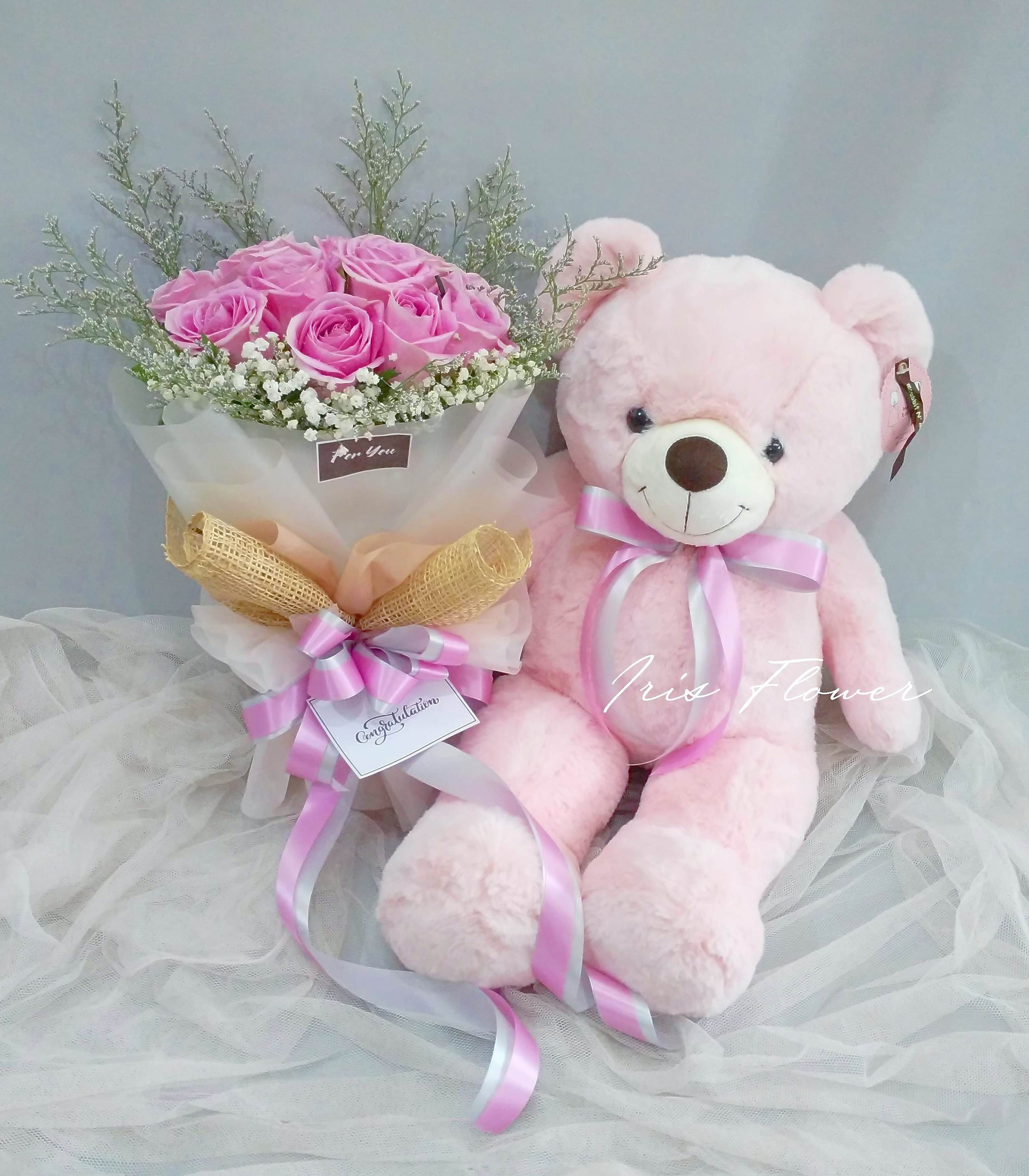 ตุ๊กตาหมี 60 cm.และช่อดอกกุหลาบ