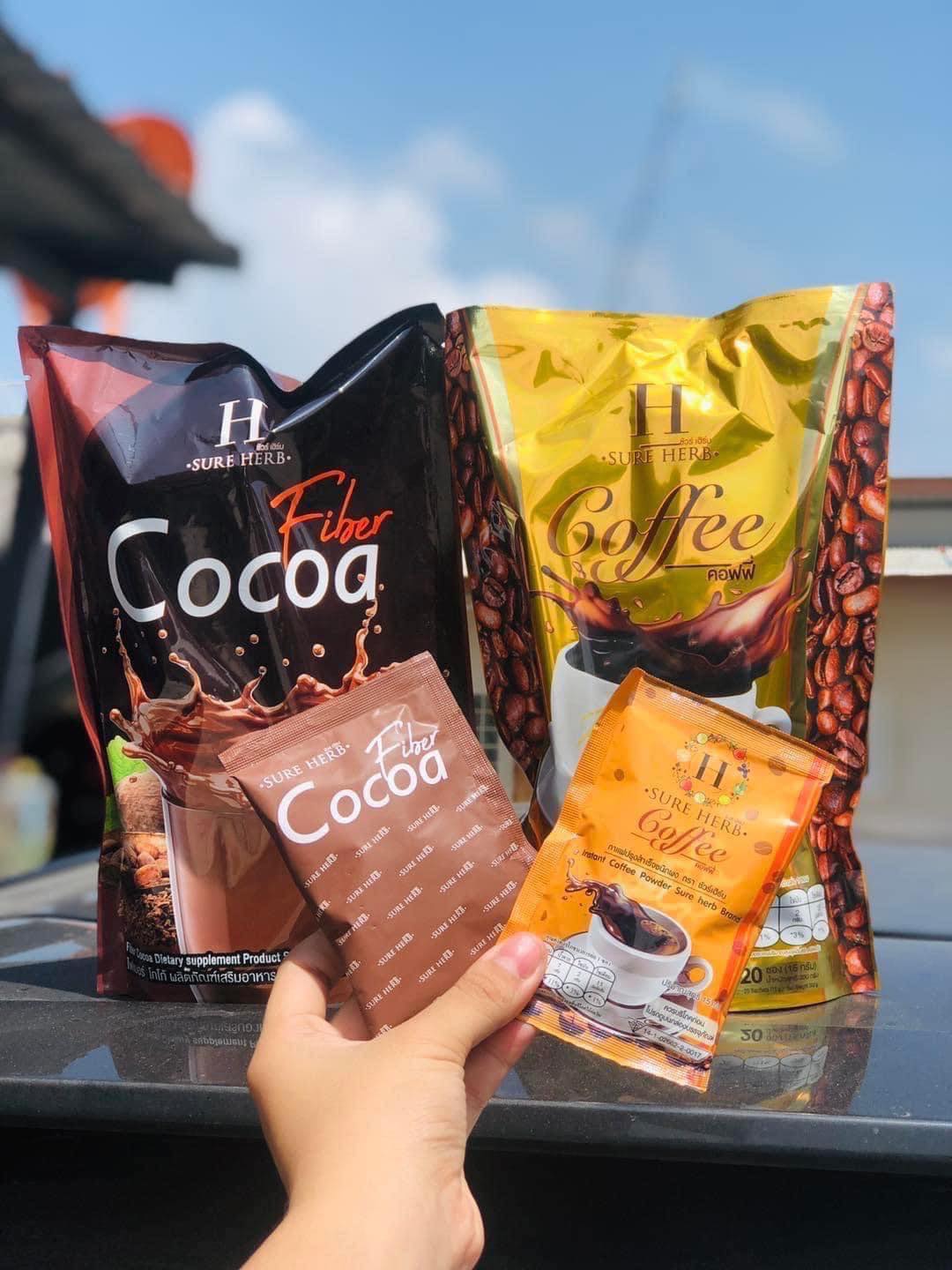 ชัวร์เฮิร์บกาแฟ/โกโก้คุมหิว อิ่มนาน 1ห่อมี20ซอง