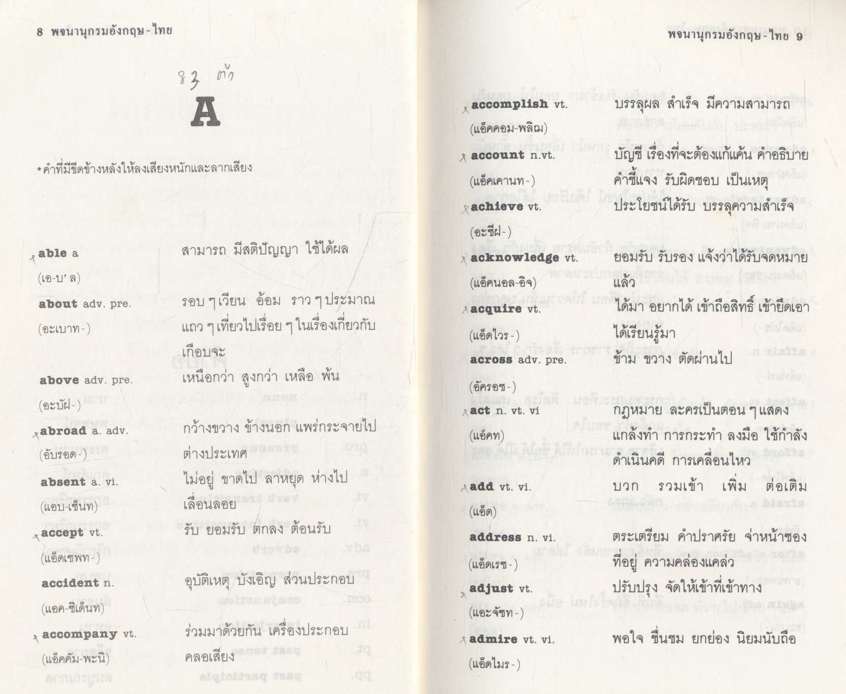 พจนานุกรมอังกฤษ-ไทย ฉบับ ศัพท์ที่ใช้บ่อยที่สุด 2,000 คำแรก