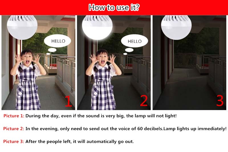 หลอดไฟมีเซ็นเซอร์เสียง LED Sound Sensor E27 5W