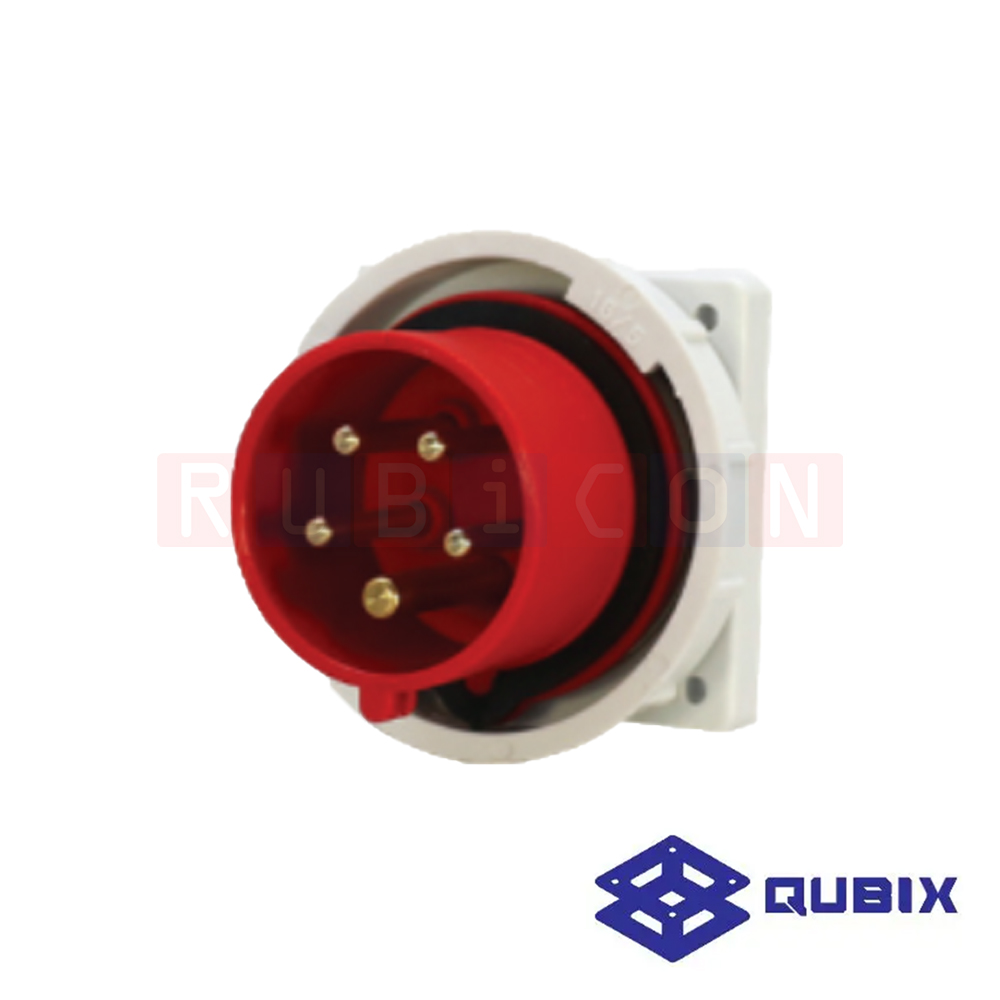 QUBIX AJ-6152 ปลั๊กพาวเวอร์ตัวผู้ฝังกันน้ำ 5 ขา 3P+N+E 16A 220-415V 6H IP67
