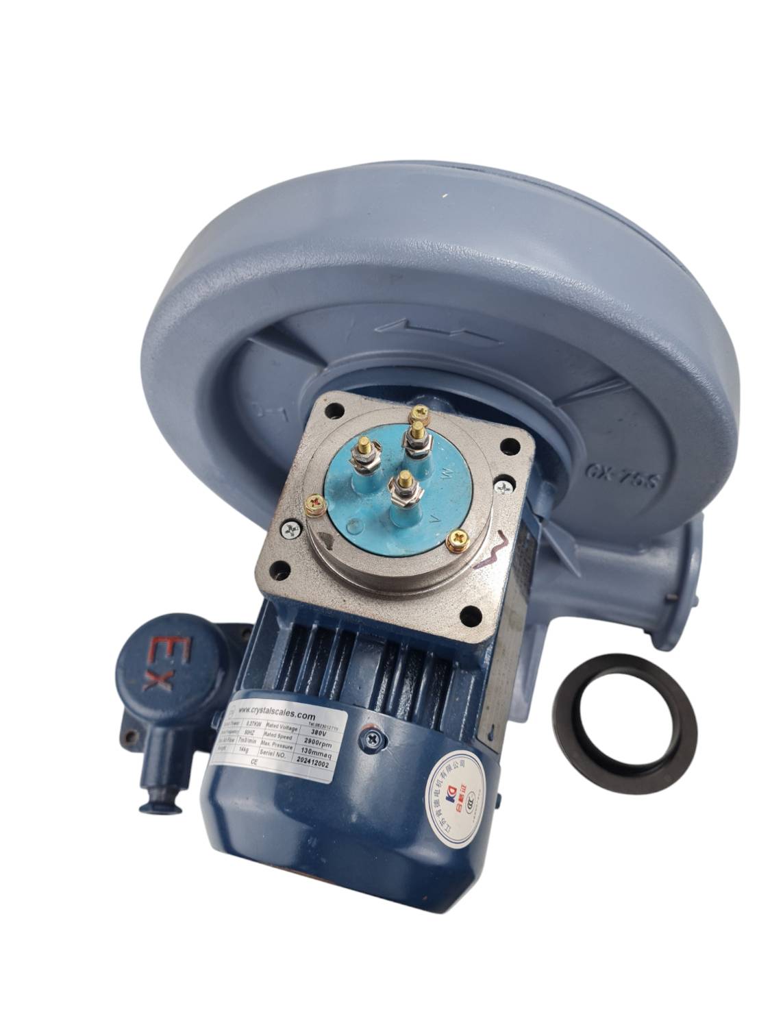 โบเวอร์ดูดและเป่าอากาศ ATEX motor ขนาด 0.5 แรงม้า 380Vสำหรับงานรมยามอดในเรือหรือ ไซโลเก็บข้าว