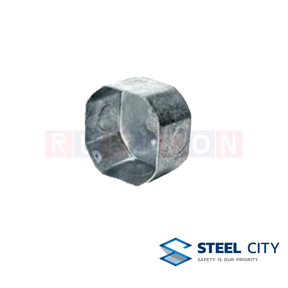 STEEL CITY HBX967 อ๊อกตะกอนบ็อกซ์อาบสังกะสี หนา 1.2 mm. ลึก 3/4" x 1" (HOT DIP GALVANIZED OCTAGON BOXES)