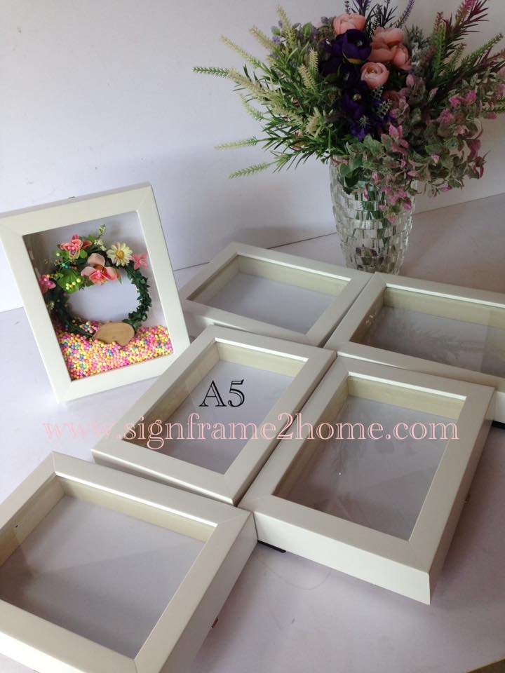 กรอบรูปทรงลึกสีขาวโมเดิล ขนาด A5