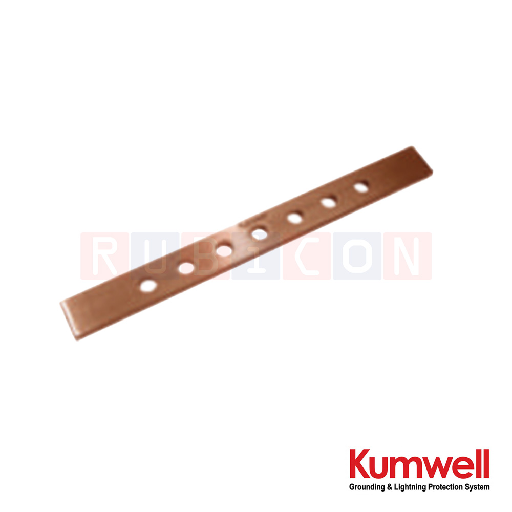 KUMWELL GXGBP 2507T กราวด์บาร์ บาร์ทองแดง (Ground Bar Pit (For Inspection Pit) 7 Terminals, Hole Dia. = 10 mm with Tinned