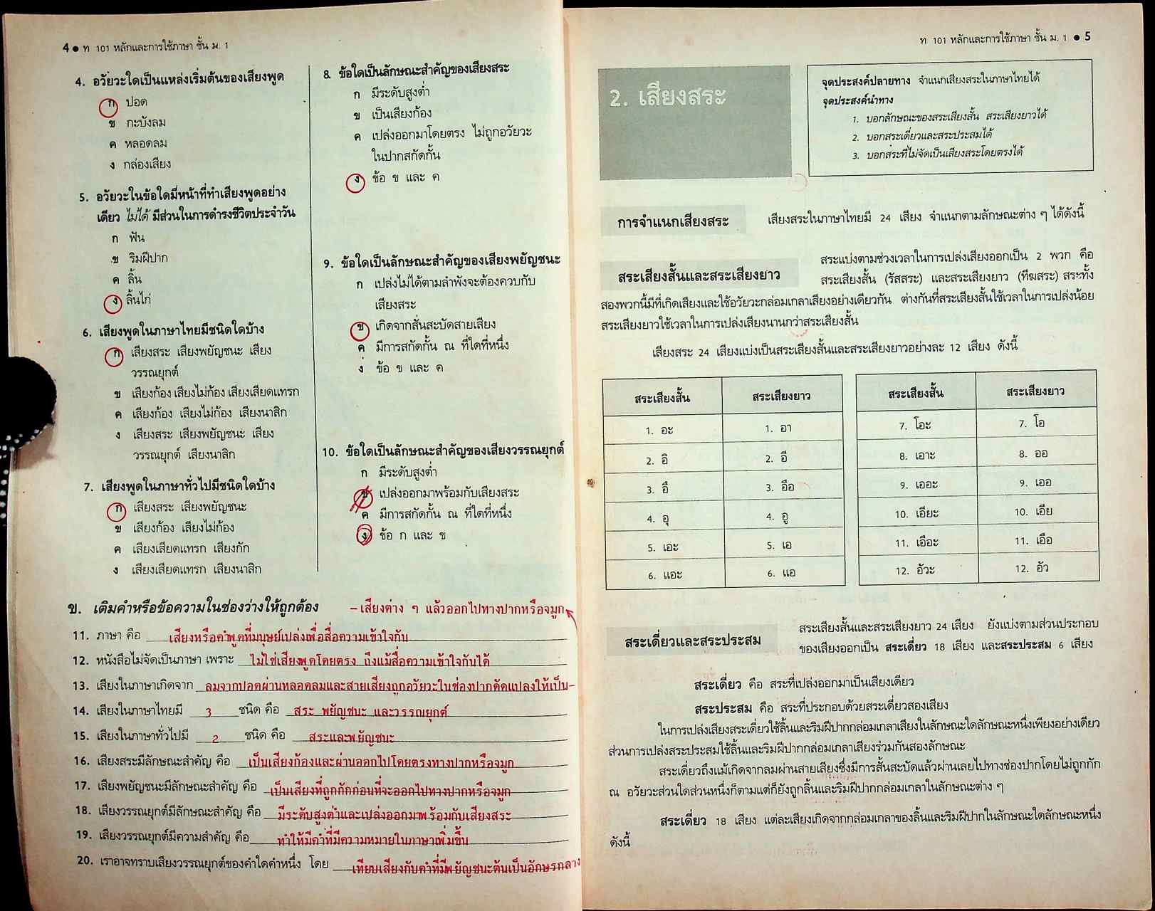 คู่มือครู-เฉลย หนังสือเรียน ภาษาไทย หลักภาษา การใช้ภาษา การพิจารณาหนังสือ ท ๑๐๑ - ท ๑๐๒ สำหรับชั้นมัธยมศึกษาปีที่ ๑