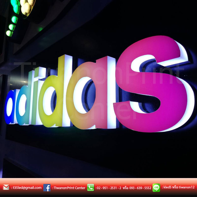 ป้าย adidas งานLED Neon Flex งานหลากสีสัน งานเรียบสวยดูดี มีความเท่ๆ ลงตัวสุดๆ