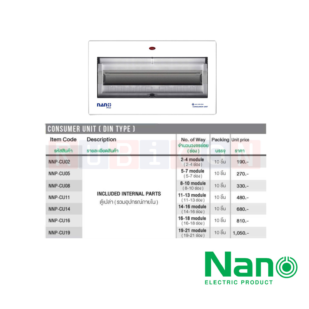 Nano Electric® NNP-CU14 ตู้คอนซูมเมอร์ยูนิต NANO PLUS ขนาด14-16 ช่อง(ตู้เปล่า)