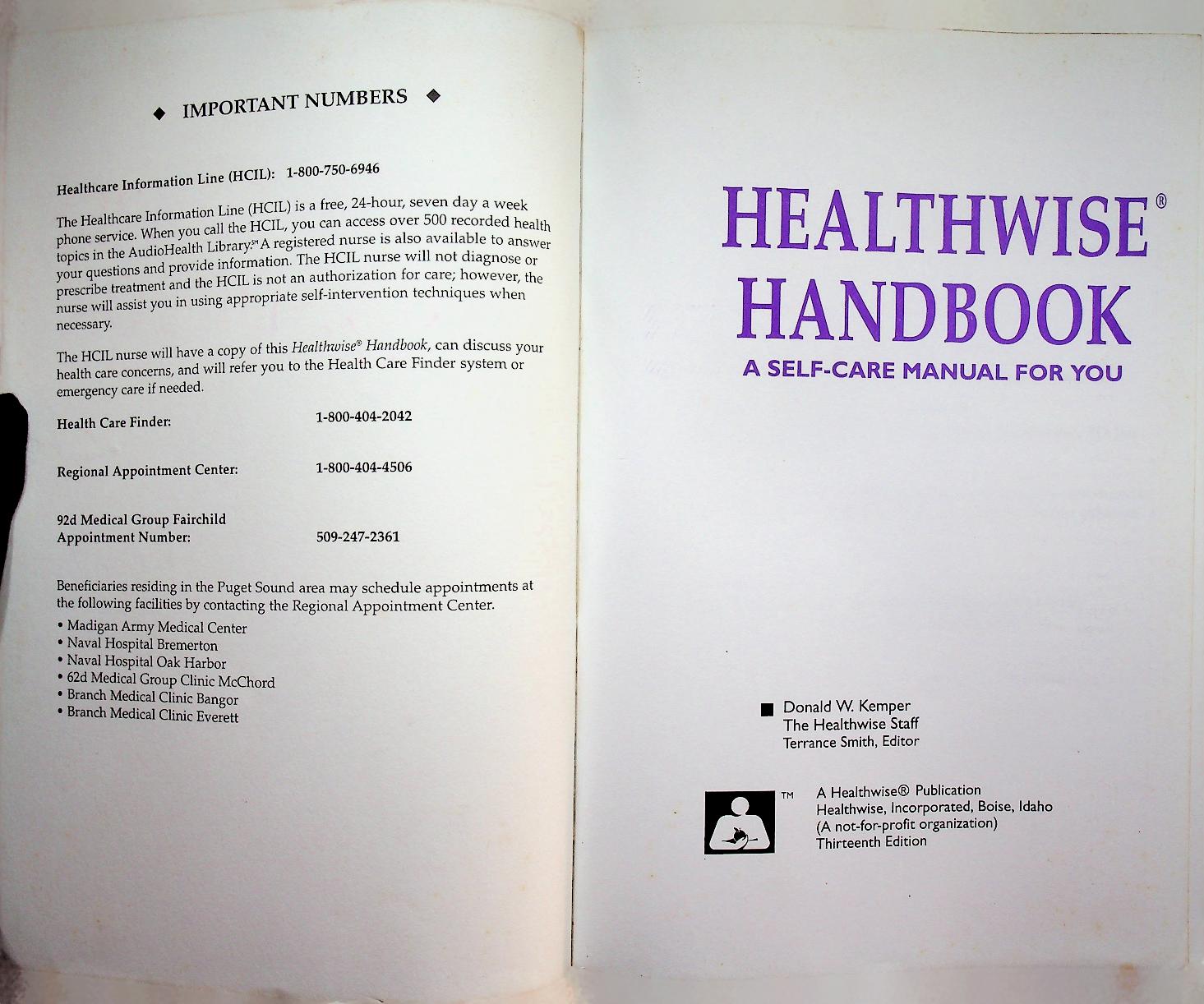 Healthwise HANDBOOK A Self-Care Manual for You