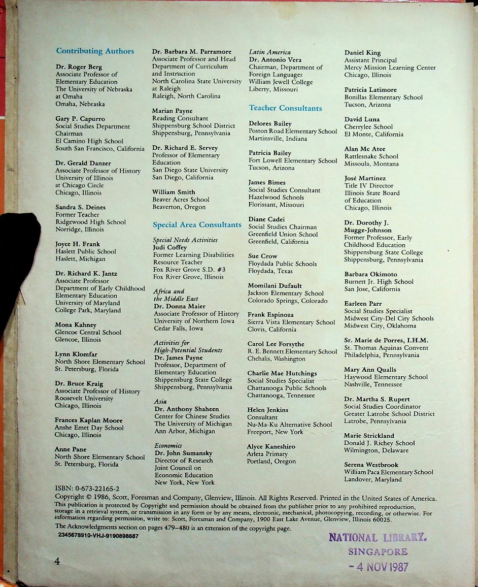 SCOTT, FORESMAN SOCIAL STUDIES Our World: Lands and Cultures