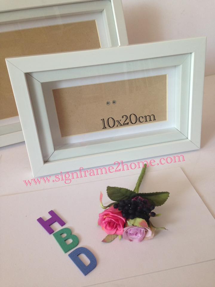 กรอบทรงลึกสีขาว 2 ชั้น พร้อมเสริมโฟโต้เม้า ขนาด10x20cm