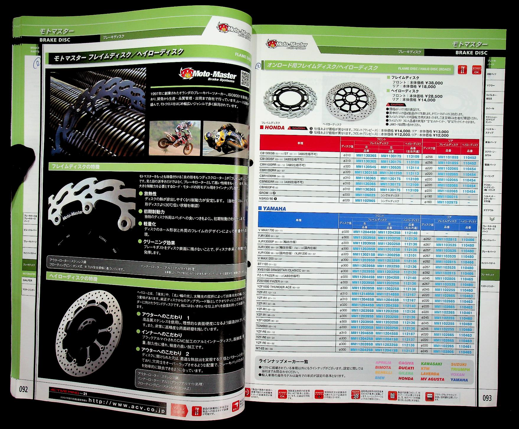 แคตตาล็อก อะไหล่รถมอเตอร์ไซต์ ฉบับภาษาญี่ปุ่น ACTIVE MIND SPECIAL PARTS LINE UP FOR MOTORCYCLES Vol.21