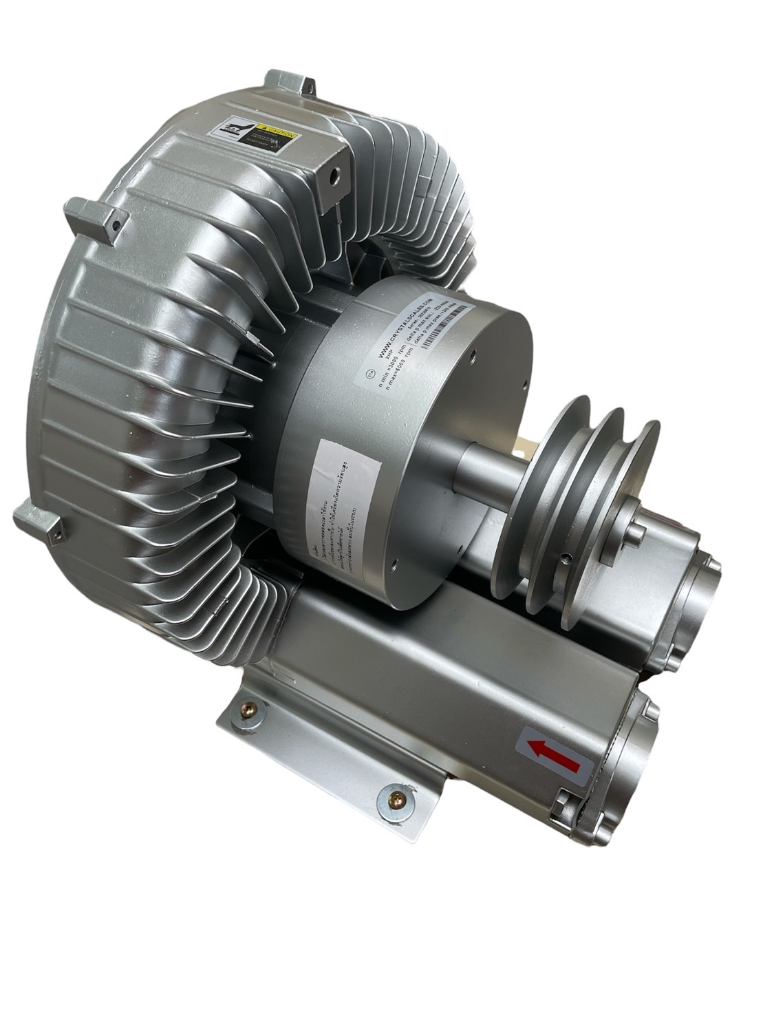 พัดลมโบรเวอร์เป่าอากาศ (Belt drive)และ ดูดอากาศ แบบใช้เครื่องยนต์หรือ มอเตอร์โซลาขนาด 2 แรงม้า สำหรับใช้งานในพิ้นที่ที่ไม่มีไฟฟ้า หรือ ต้องการความเร็วรอบสูงพิเศษ