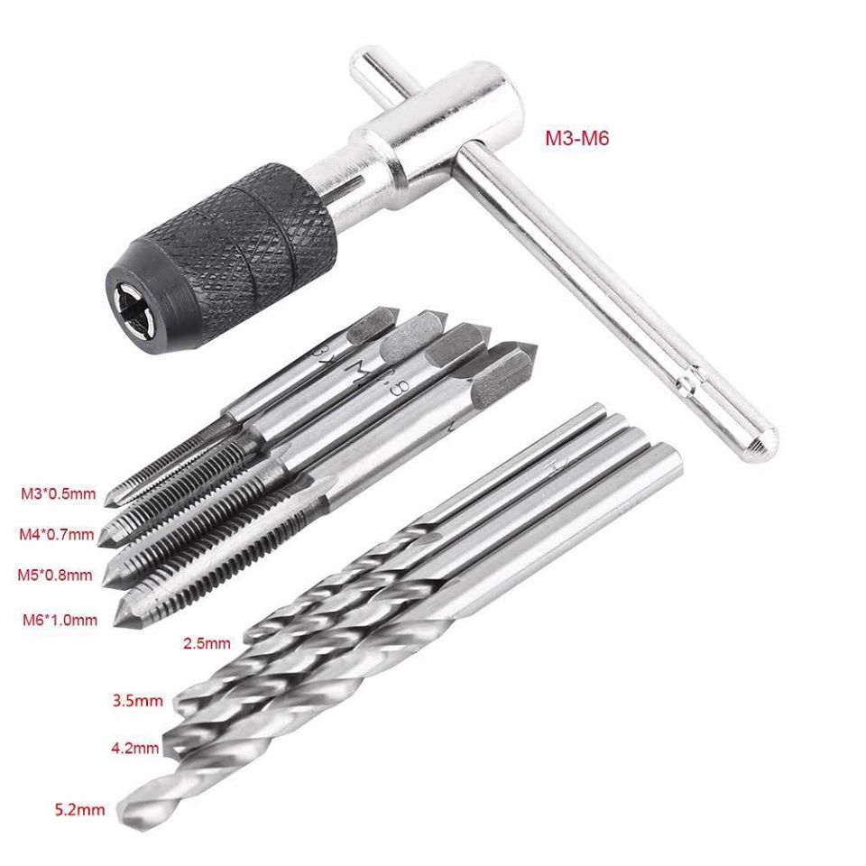 รหัสสินค้า 017 เครื่องมือต๊าปเกลียว พร้อม ดอกต๊าป 4 ชิ้น และดอกสว่าน 4 ชิ้น