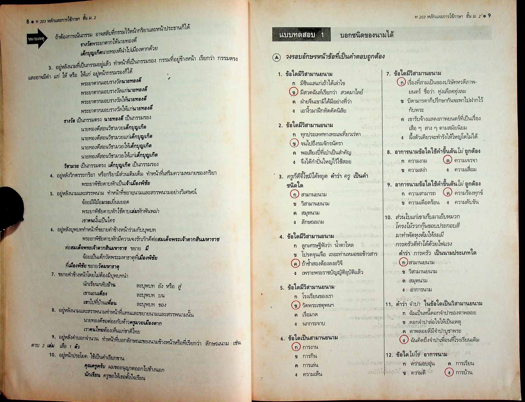 คู่มือครู-เฉลย หนังสือเรียน ภาษาไทย หลักภาษา การใช้ภาษา การพิจารณาหนังสือ ท ๒๐๓ - ท ๒๐๔ สำหรับชั้นมัธยมศึกษาปีที่ ๒