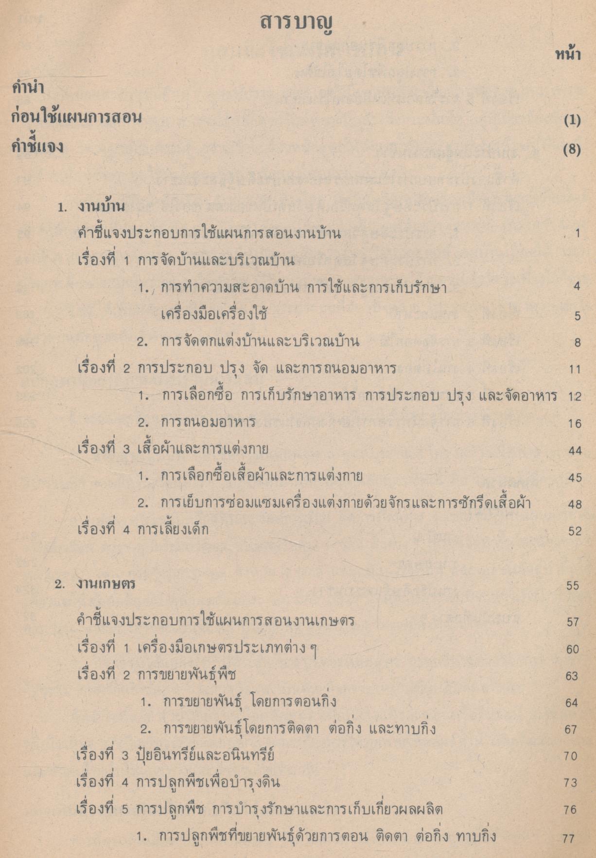 แผนการสอน กลุ่มการงานและพื้นฐานอาชีพ ชั้นประถมศึกษาปีที่ 6