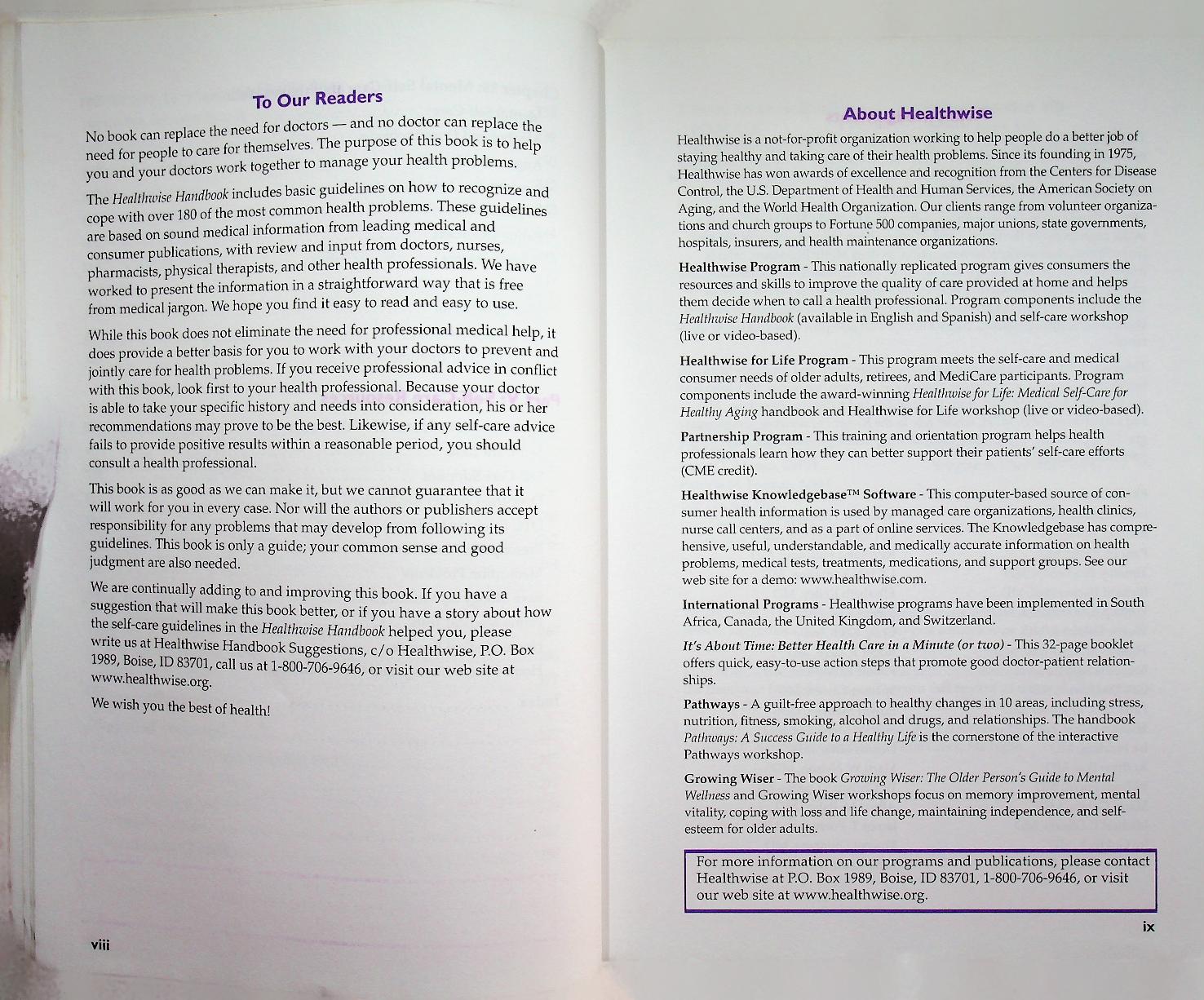 Healthwise HANDBOOK A Self-Care Manual for You