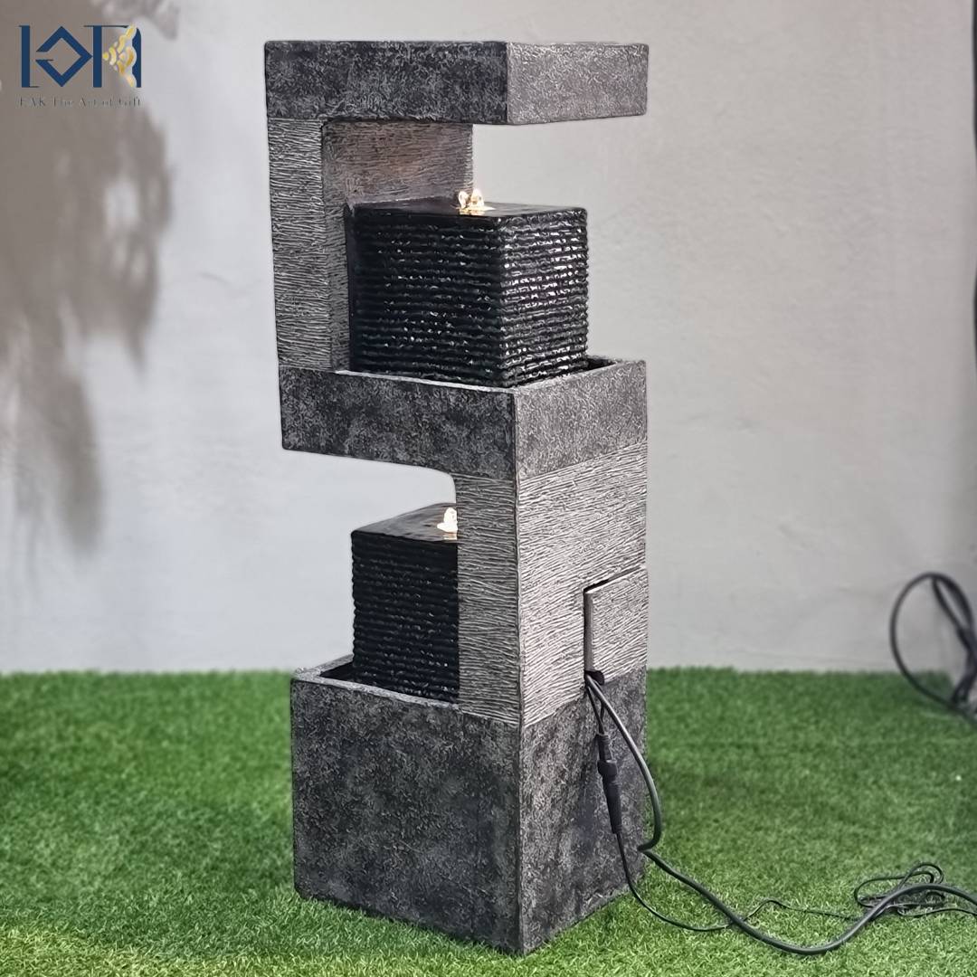 น้ำพุน้ำล้นหน้าบ้าน รุ่นMZ14467GA ออกแบบเป็นเลขห้ามงคล5พลังด้านบวก น้ำพุเสริมฮวงจุ้ยแต่งบ้าน น้ำพุล้นแต่งสวนสวยๆ