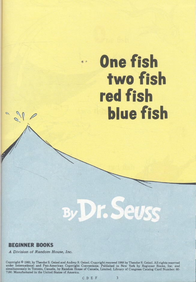 One fish two fish red fish blue fish By Dr.Seuss