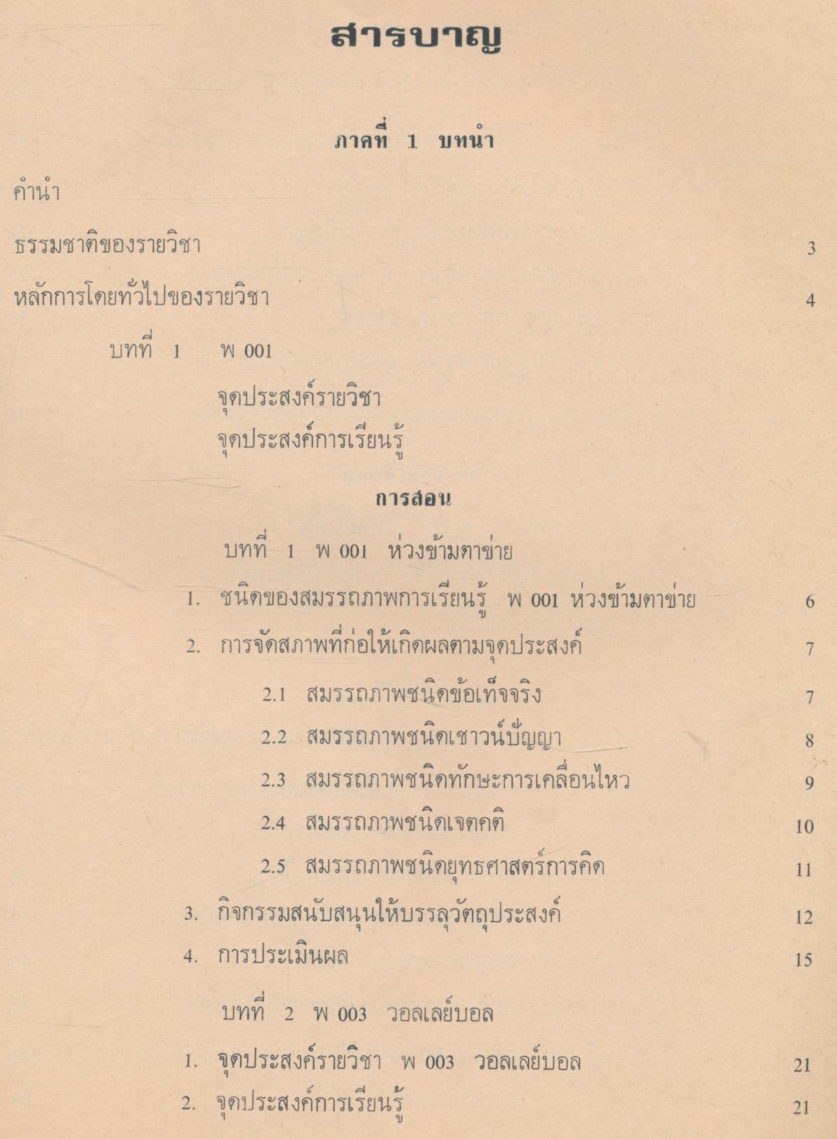 คู่มือแนวการสอน ตามหลักสูตรมัธยมศึกษาตอนปลาย พุทธศักราช 2524 พ 001 ห่วงข้ามตาข่าย พ 003 วอลเล่ย์บอล พ 005 แบดมินตัน พ 0016 เซปัคตะกร้อ พ 0017 เทนนิส