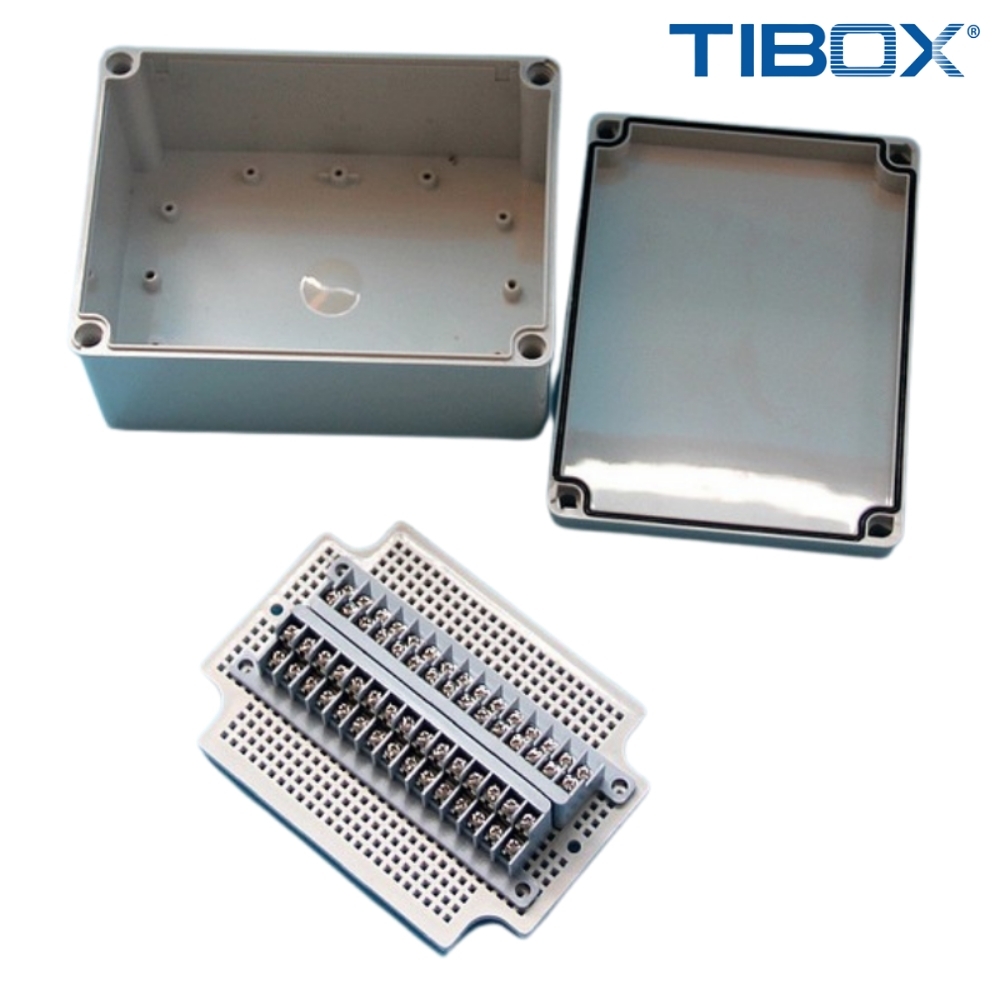 TIBOX TJ-30P-S กล่องพลาสติก พร้อมเทอร์มินอลบล็อก (Plastic Terminal Block Box IP66) 30Pole 10A Size : 200x150x100 mm.