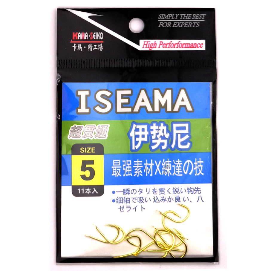 ตะขอ เบ็ด อิเซอะมา KAMASEIKO สีทอง ก้นแบน