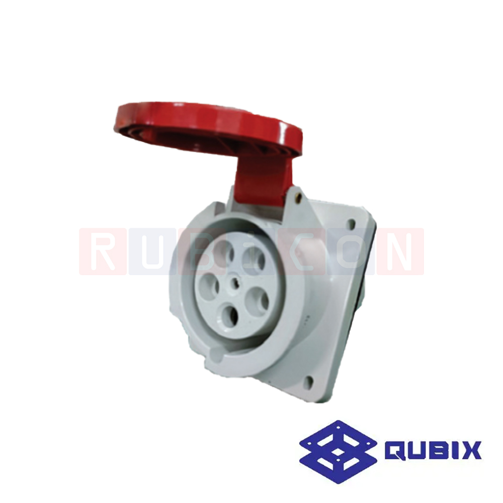QUBIX AJ-335 ปลั๊กพาวเวอร์ตัวเมียฝังผนัง 5 ขา 3P+N+E 63A 220-415V 6H IP44