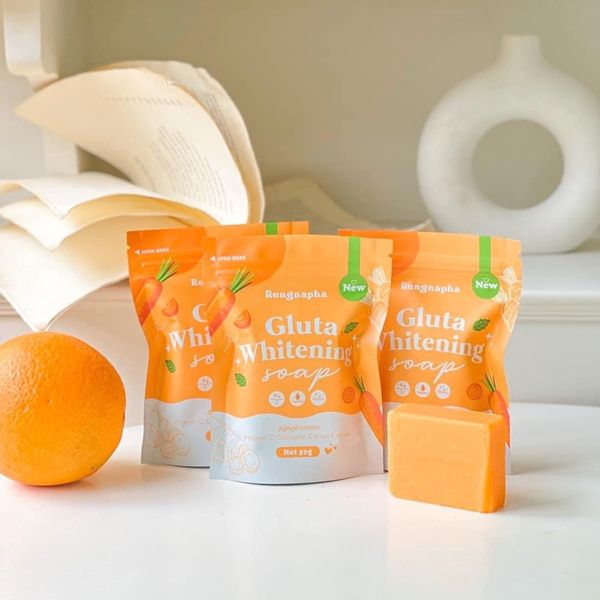 สบู่กลูต้าเร่งผิวขาว (3ก้อน) สบู่กลูต้าแครอท 50g. แพ็คเกจใหม่