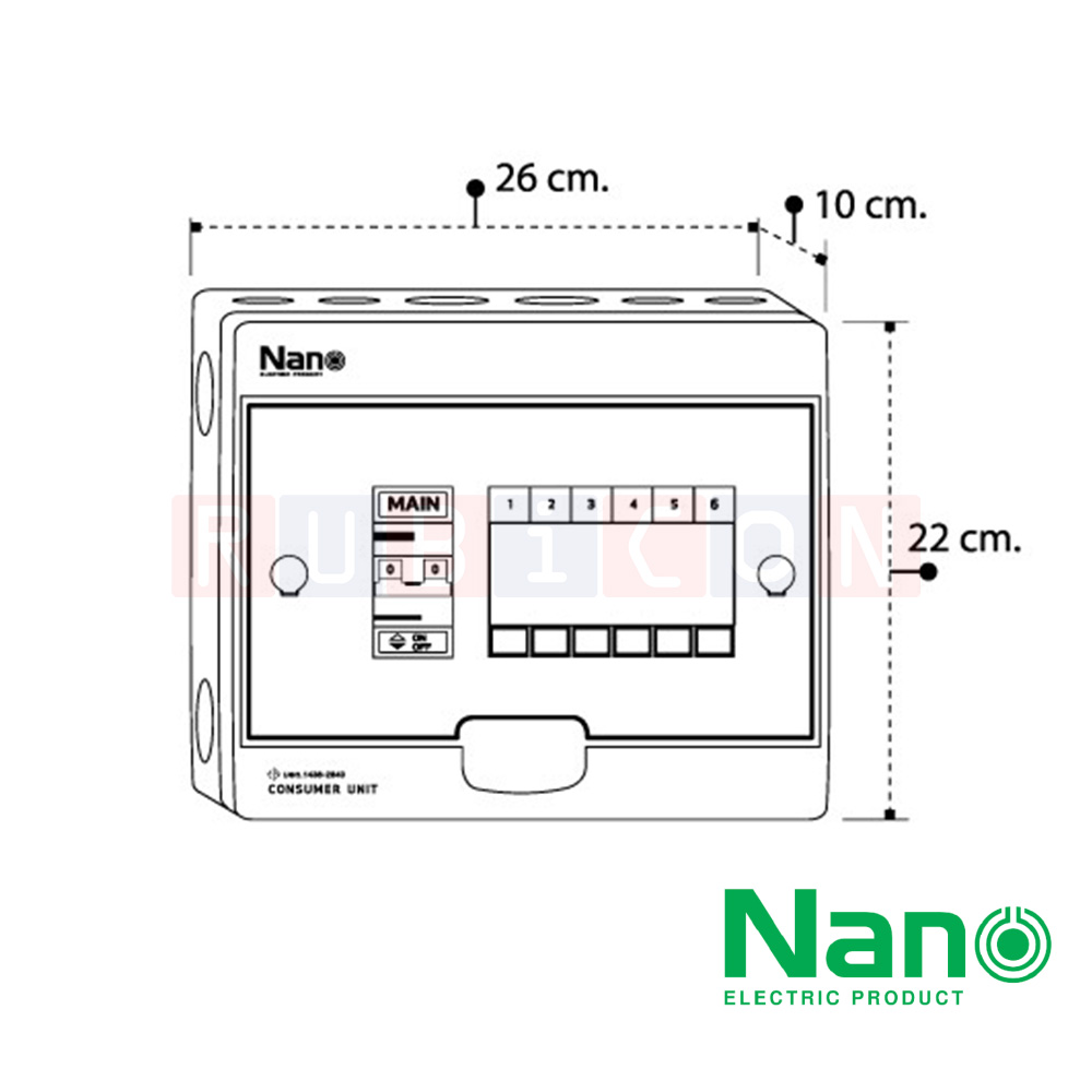 Nano Electric® CM40-06 ตู้คอนซูเมอร์ยูนิต SHIHLIN/NANO เมน+6ช่อง ( พร้อมเมน 40 A) ( 1 ชิ้น/กล่อง )