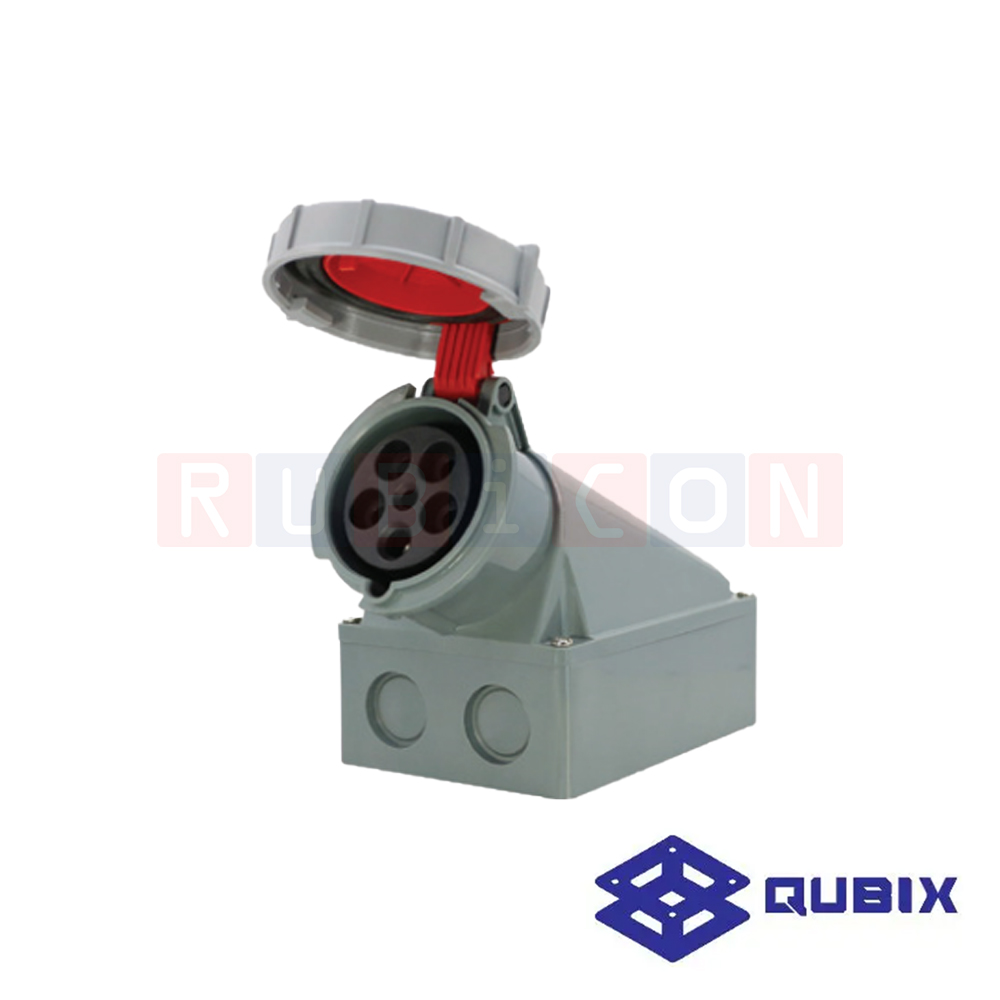 QUBIX AJ-1352 ปลั๊กพาวเวอร์ตัวเมียติดลอยกันน้ำ 5 ขา 3P+N+E 63A 220-415V 6H IP67