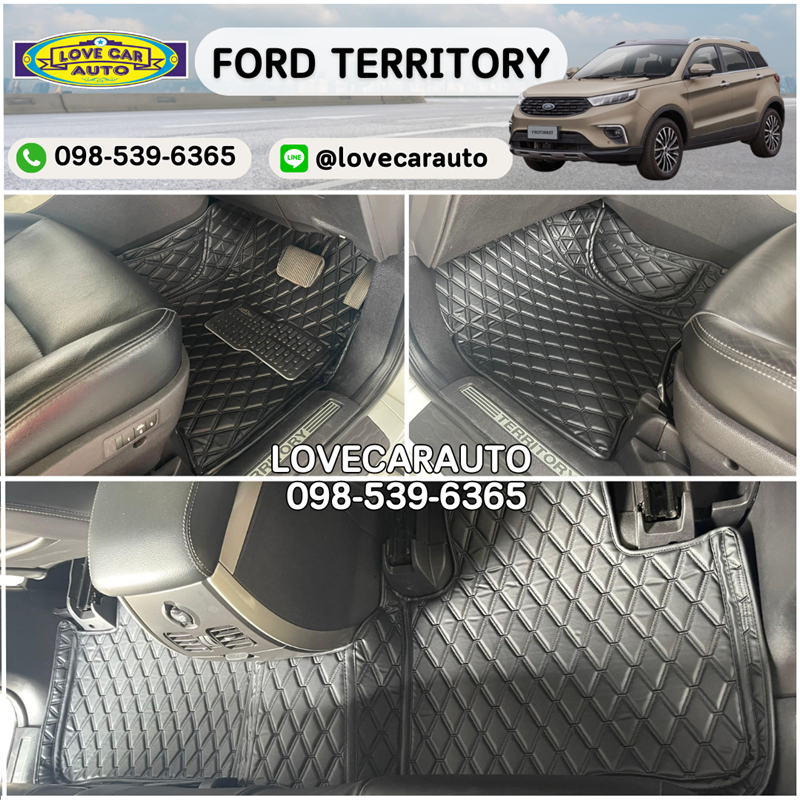 พรมปูพื้นรถยนต์ 6D Ford Territory สีดำด้ายดำ