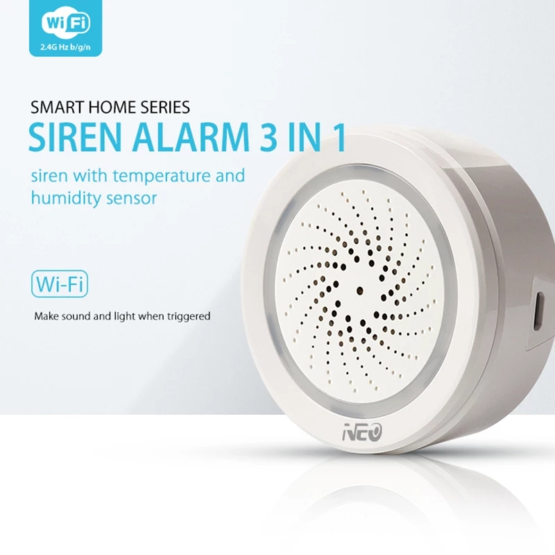 Smarthome wifi Siren Alarm 3in1 Security อุปกรณ์รักษาความปลอดภัยครบวงจรไร้สาย (แบบแยกชิ้น) สั่งงานผ่านแอพ