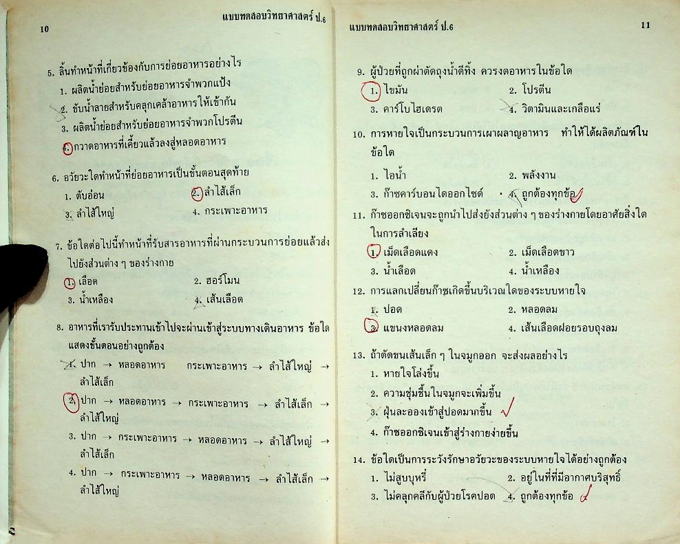 แบบทดสอบ วิทยาศาสตร์ ป.6