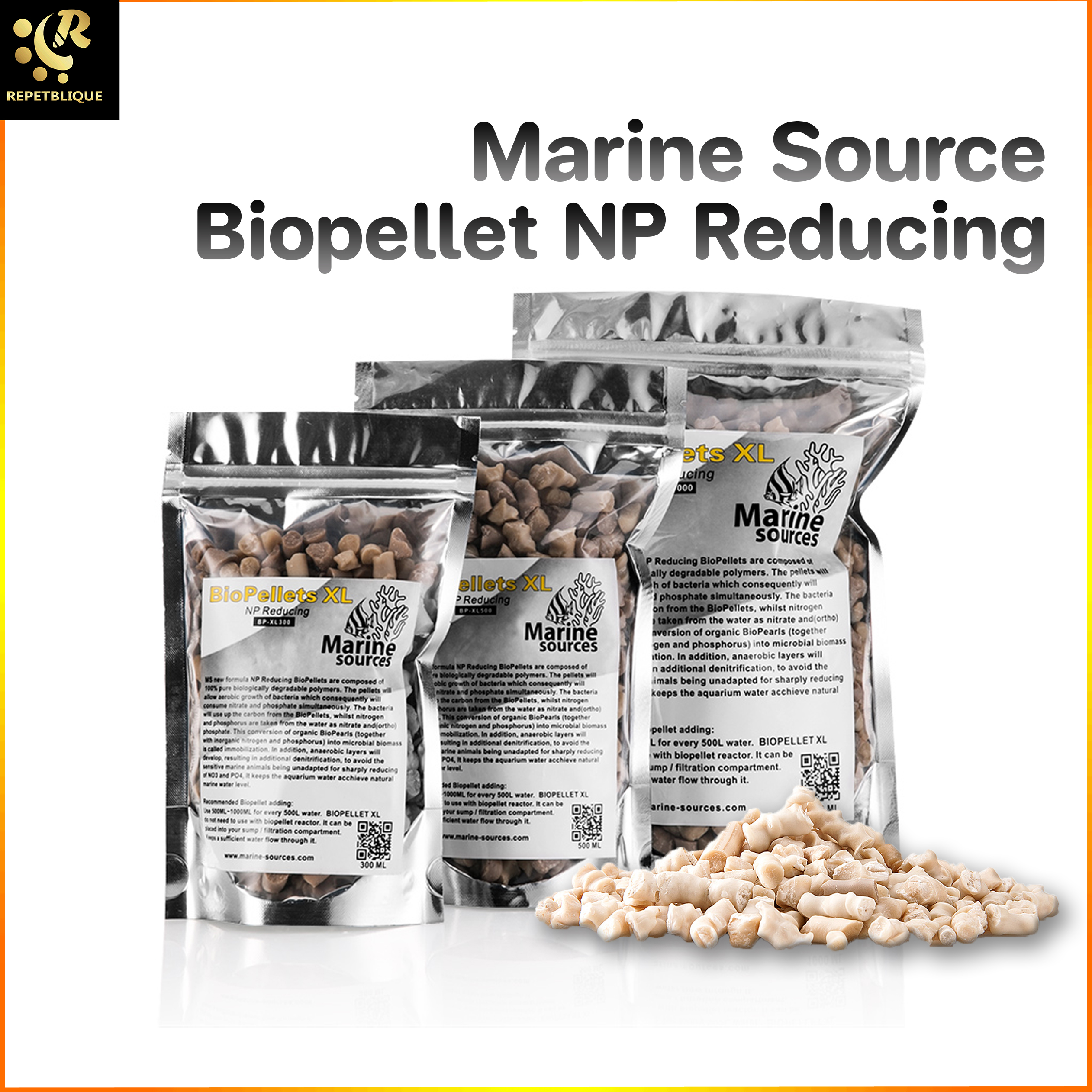 Marine Source BP-XL300 BioPellet NP Reducing 300 ml. ไบโอเพลเล็ท ลดไนเตรต ฟอสเฟต สำหรับตู้ปลาทะเล