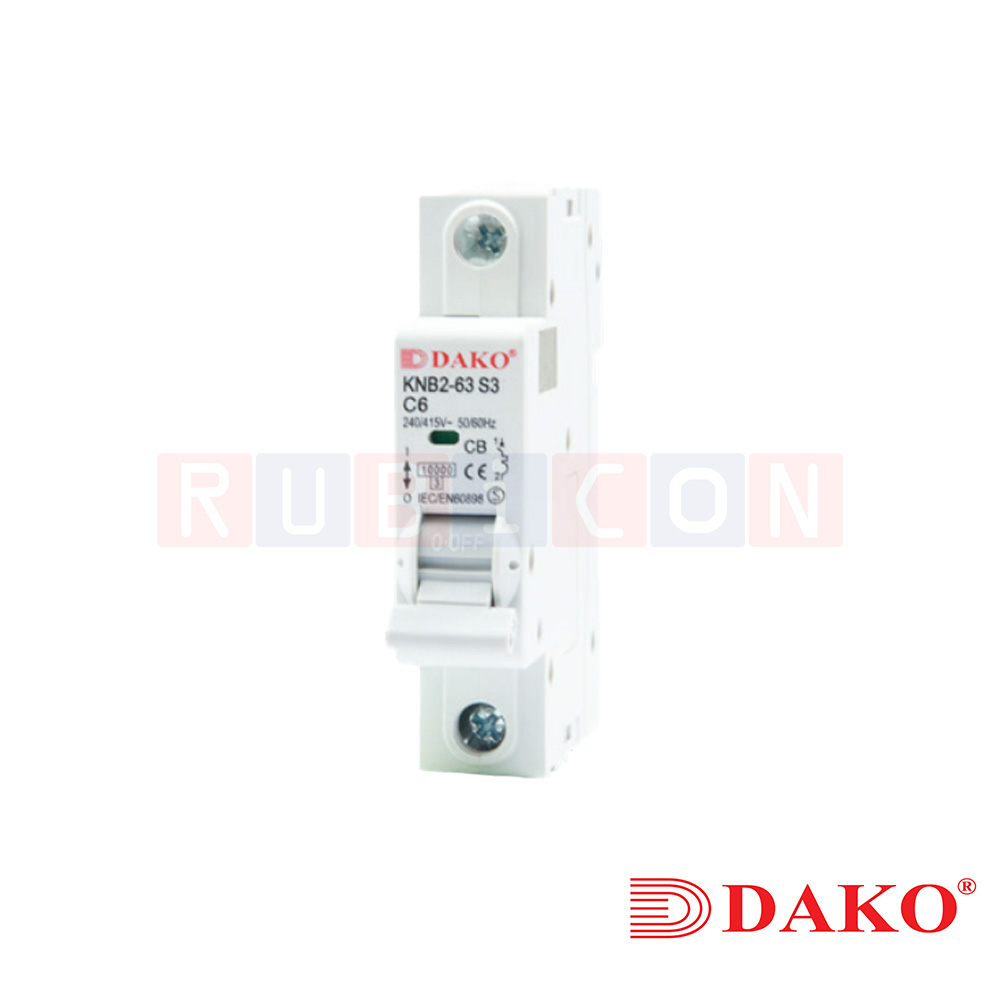 "DAKO" KNB2-63 S3-1P 240V เซอร์กิตเบรกเกอร์ สำหรับคอนซูมเมอร์ยูนิต และโหลดเซ็นเตอร MINIATURE CIRUIT BREAKER (MCB)