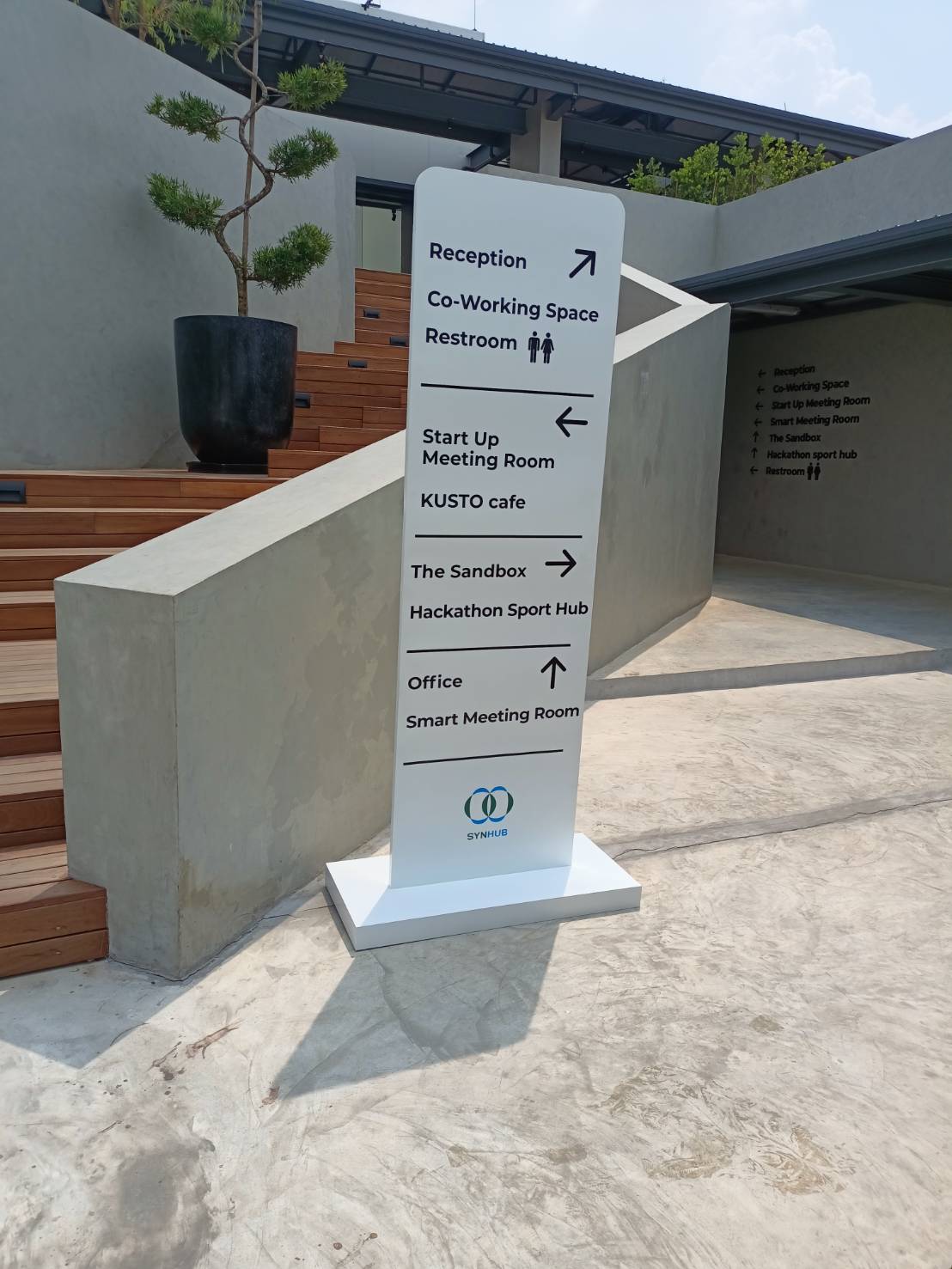 งานป้ายฐานตั้งโลหะ ป้ายตั้งบอกทาง งานSYNHUB