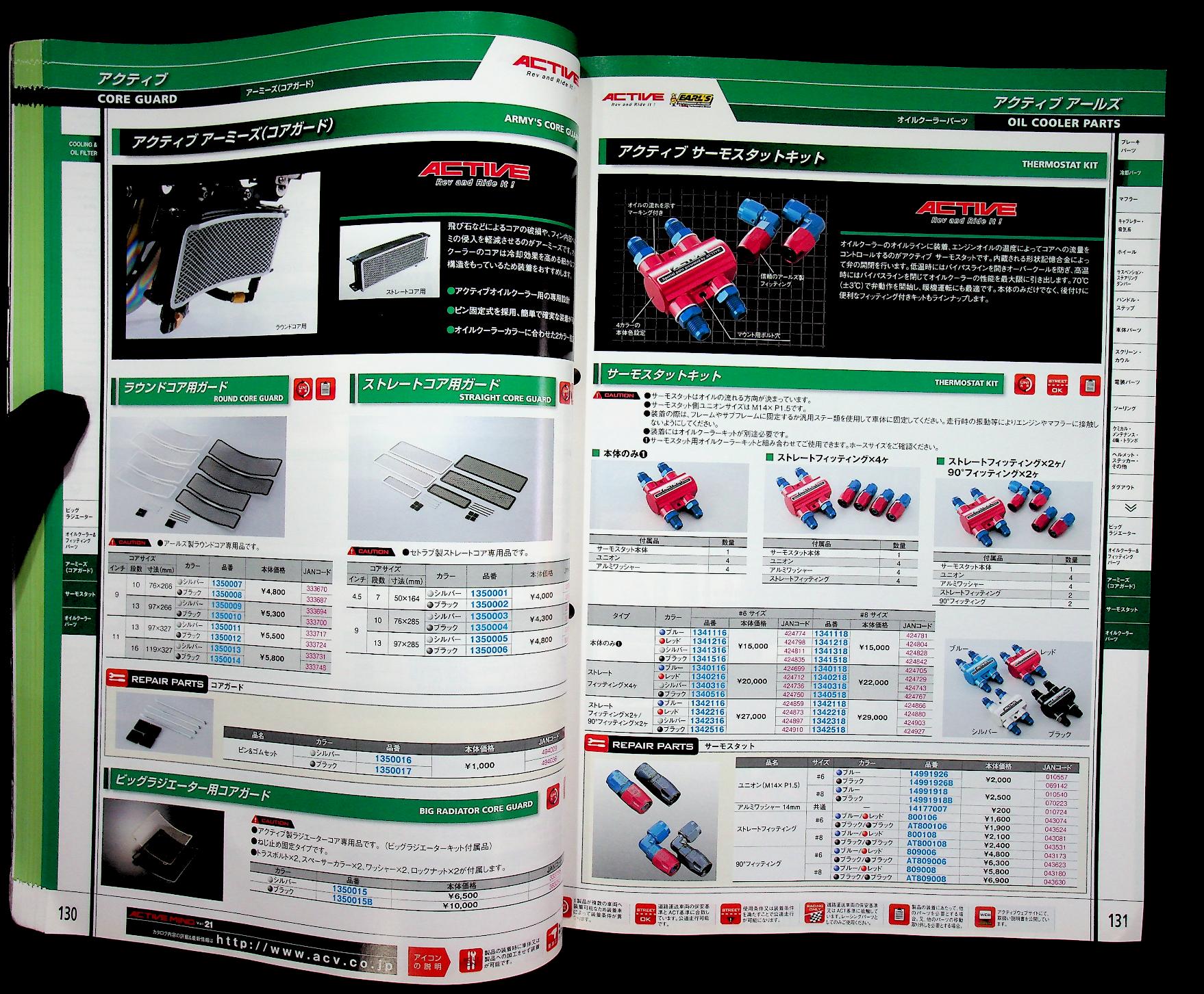 แคตตาล็อก อะไหล่รถมอเตอร์ไซต์ ฉบับภาษาญี่ปุ่น ACTIVE MIND SPECIAL PARTS LINE UP FOR MOTORCYCLES Vol.21